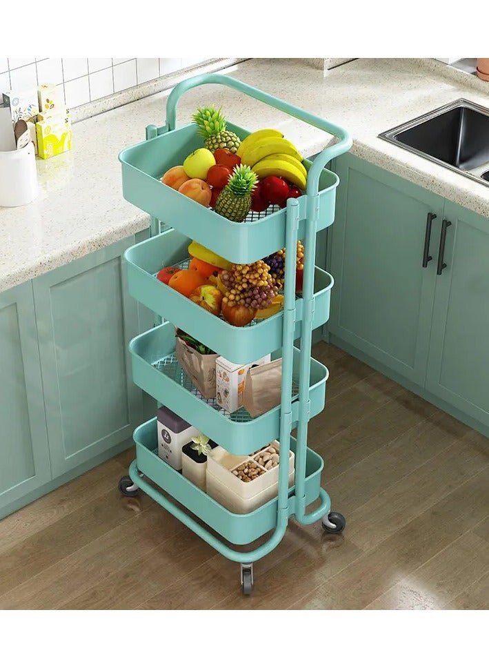 DubaiGallery Storage Trolley Rolling Cart Utility Cart 4 Tier Metal Rolling Cart With Wheels Utility Cart Storage Organizer Trolley Cart Kitchen Storage Cart For Bathroom Kitchen Storage Cart Rolling Storage - Image 3