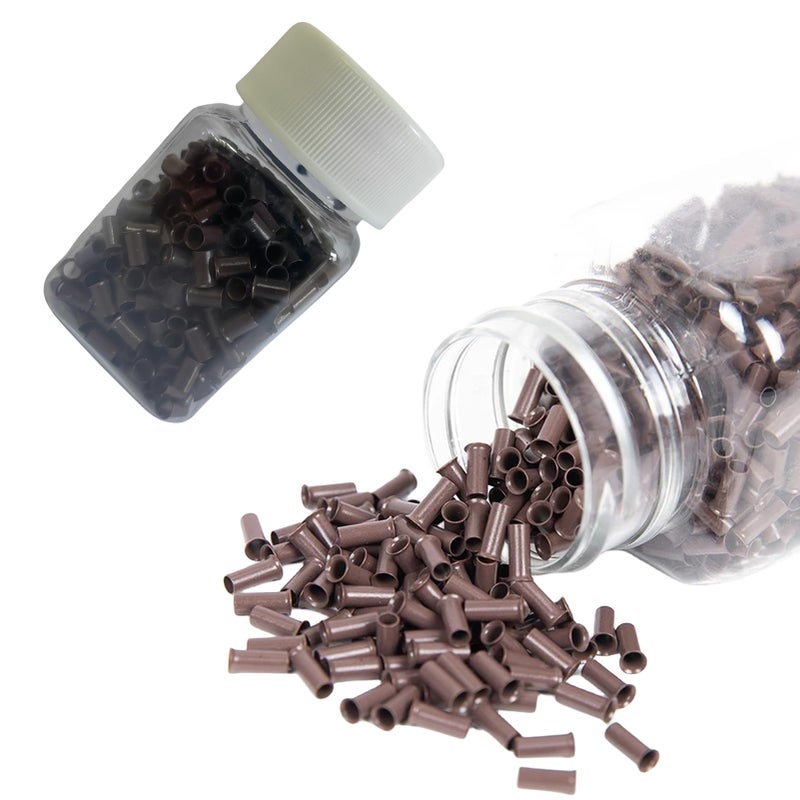 Flare Copper Tubes 30mm Micro Rings Links Beads NonSilicone Flared Euro Locks Hair Staples Tools for Itip Hair Extensions 500Pcs Brown
