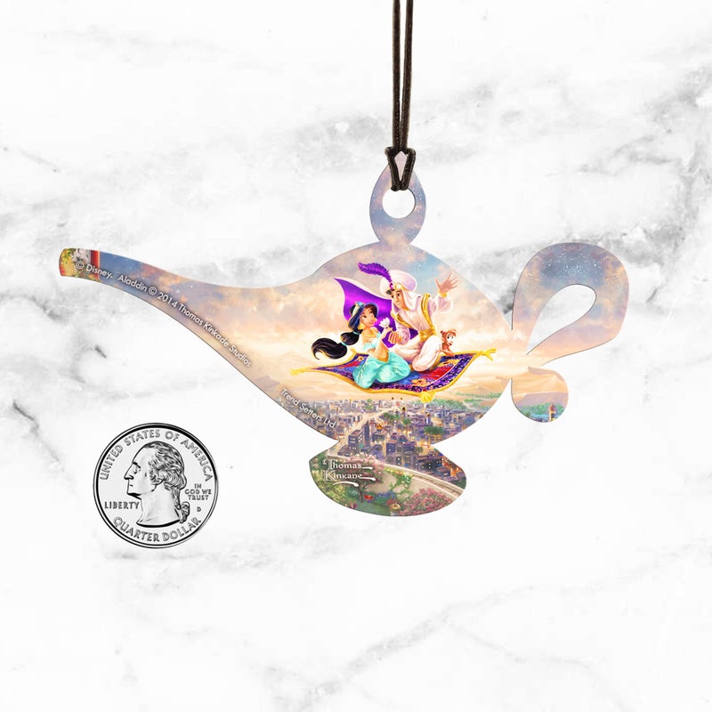 Trend Setters Disney - Aladdin and Princess Jasmine's Magic Carpet Ride - Thomas Kinkade - 4.5"" x 2.75"" Lamp Shaped Hanging Acrylic Accessory | Arrives in Velveteen Gift Bag - Ideal for Gifting and Collecting - Image 5