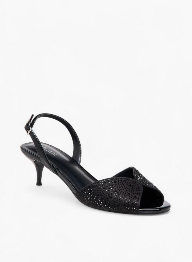 سيليست صنادل نسائية بكعب رفيع مزينة بحزام خلفي - Image 1