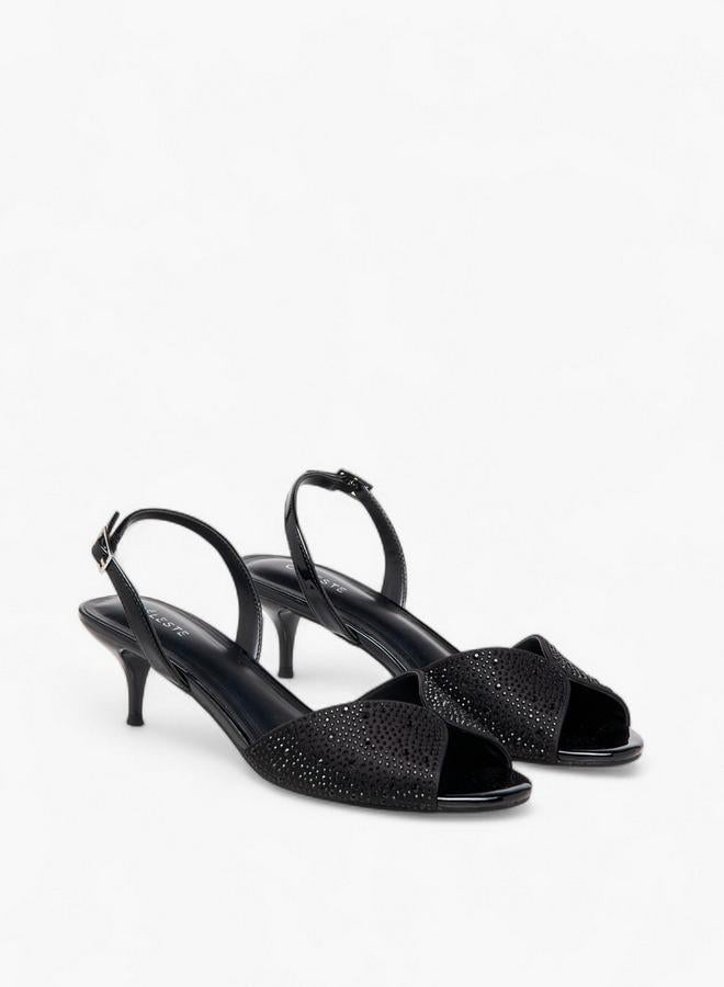 سيليست صنادل نسائية بكعب رفيع مزينة بحزام خلفي - Image 2