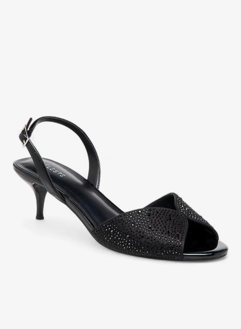 سيليست صنادل نسائية بكعب رفيع مزينة بحزام خلفي