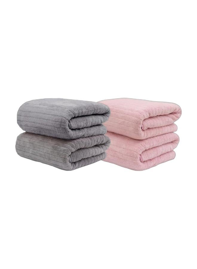 QUARRYUS Microfiber Towel 90x160 cm 2 PCS Bath Towel Microfiber Soft, Durable and Light Weight Bundle（grey+pink） - Image 1