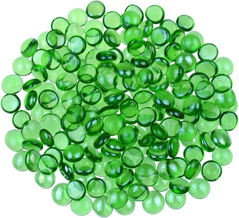 KINGOU Flat Glass Gems/Beads/Stones for Vase Filler, Table Scatter, Games - 1 Lbs (14-16mm, Approx. 5/8") - Image 1