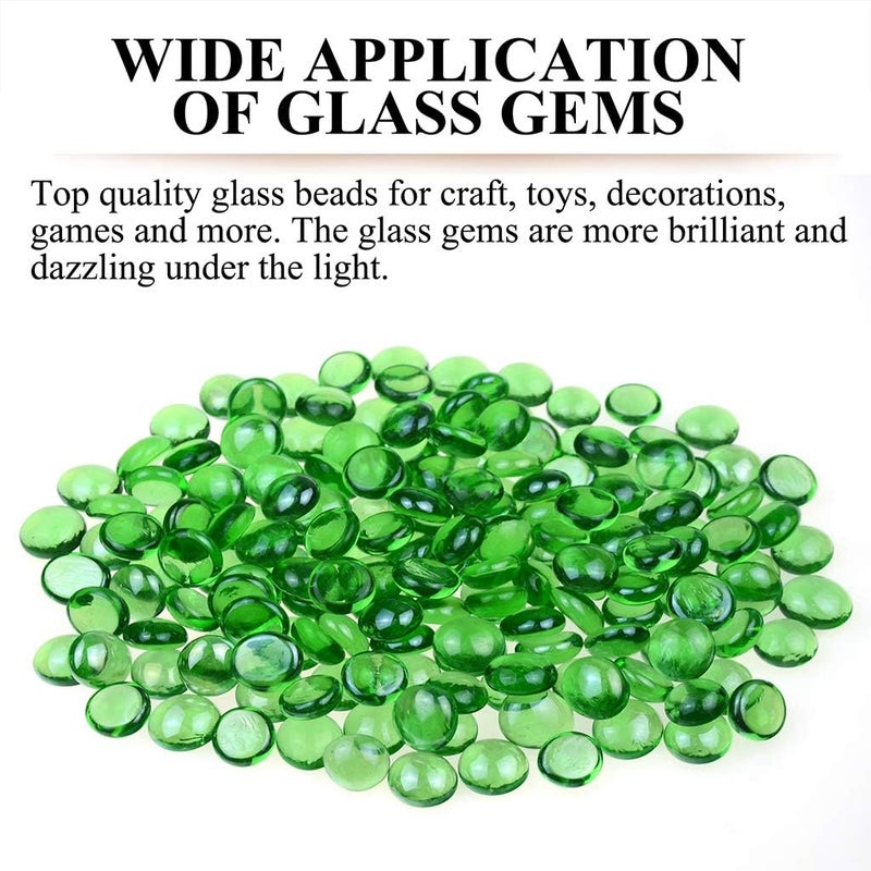 KINGOU Flat Glass Gems/Beads/Stones for Vase Filler, Table Scatter, Games - 1 Lbs (14-16mm, Approx. 5/8") - Image 3