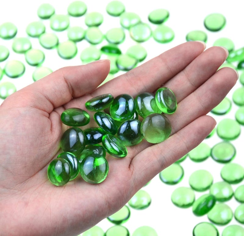 KINGOU Flat Glass Gems/Beads/Stones for Vase Filler, Table Scatter, Games - 1 Lbs (14-16mm, Approx. 5/8") - Image 2