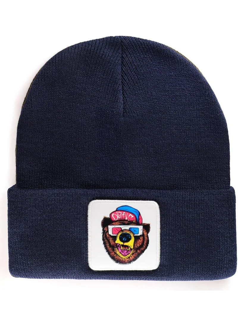 Black Börk Blackbörk V1 Acrylic Bear - Unisex Navy Blue Beanie with 2 Code Logo