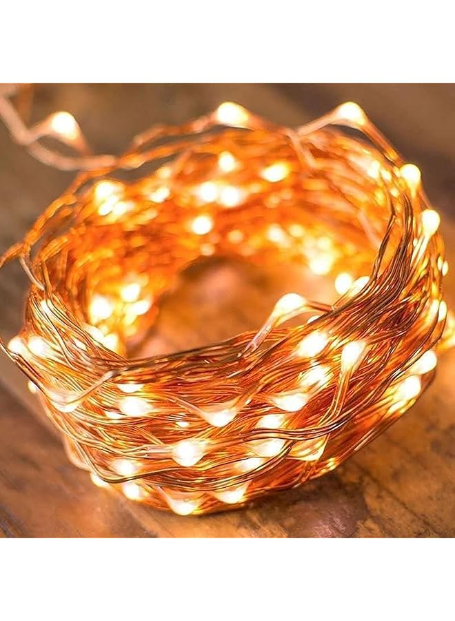 إيروريكس سلسلة أضواء LED زخرفية خرافية للديكور الداخلي والخارجي للمنزل في رمضان والعيد وأضواء الزفاف المعلقة لديكور غرفة النوم تعمل بالبطارية بضوء أبيض دافئ  - Image 1