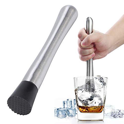 TASKHOUSE Cocktail Muddler Stainless Steel Masher Fruit Mixer & Ice Crusher Bar for Mojito, Mint & Fruit Drinks (1 Piece) - Image 1