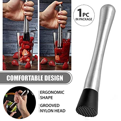 TASKHOUSE Cocktail Muddler Stainless Steel Masher Fruit Mixer & Ice Crusher Bar for Mojito, Mint & Fruit Drinks (1 Piece) - Image 5