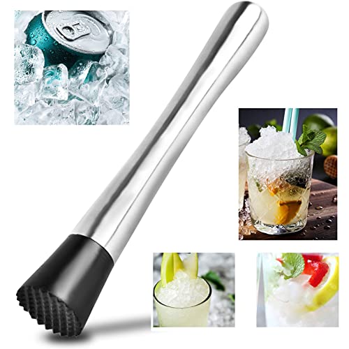 TASKHOUSE Cocktail Muddler Stainless Steel Masher Fruit Mixer & Ice Crusher Bar for Mojito, Mint & Fruit Drinks (1 Piece) - Image 3