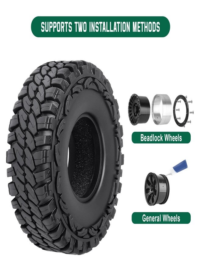 Hobbyfire 4 قطع إطارات هوبي فاير 1.9 بوصة 1/10 إطارات زاحف الصخور RC OD 112 مم مع رغوة ل Traxxas TRX 4 Axial SCX10 II III - Image 3
