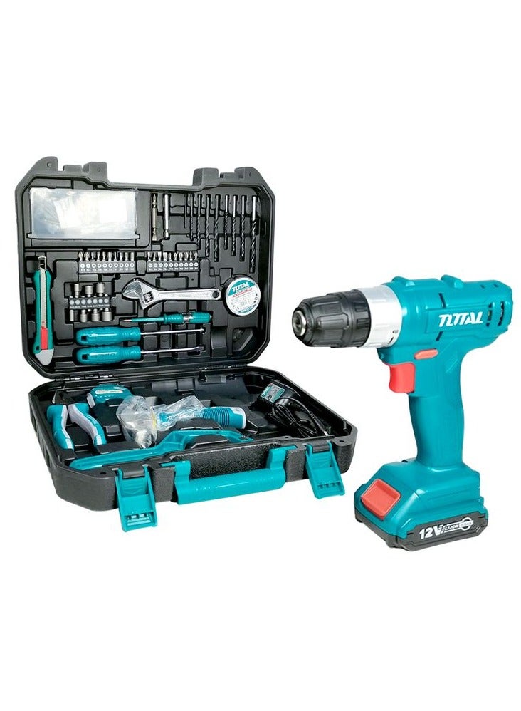 TOTAL Premium Quality Cordless Drill Electric Screwdriver 128 Pcs Tool Set with Li-ion Battery TOTAL : THKTHP11282 - Image 3