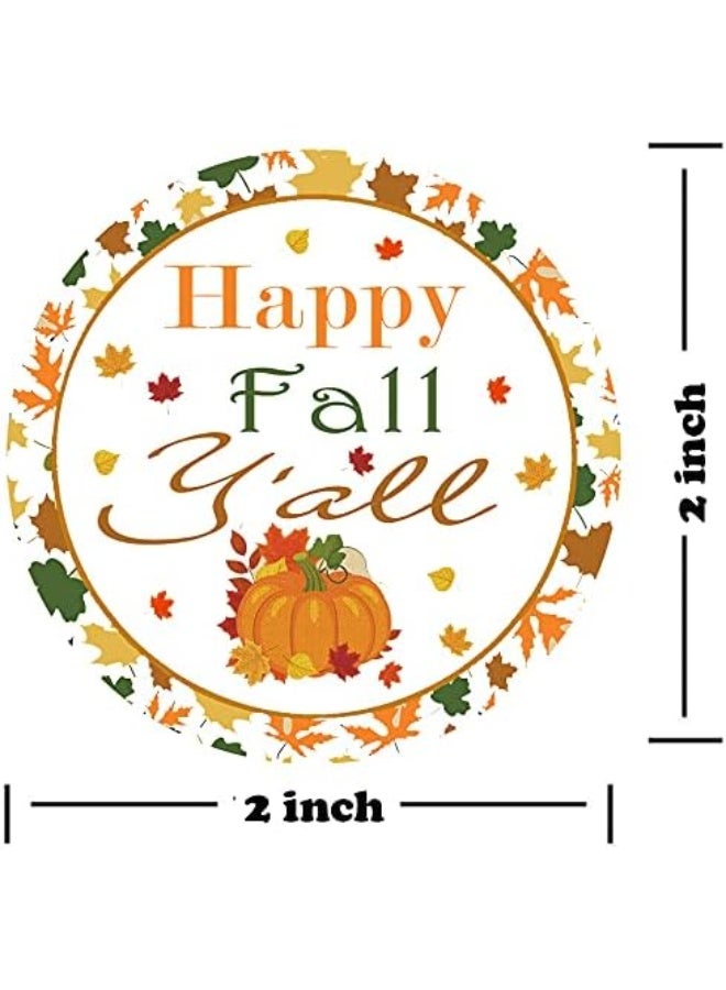 reMarkable Happy Fall Y'all Stickers, 2 Inch Pumpkin Autumn Floral Thank You Labels, Thanksgiving Stickers for Party Favors Envelope Seals & Goodie Bags - Image 2