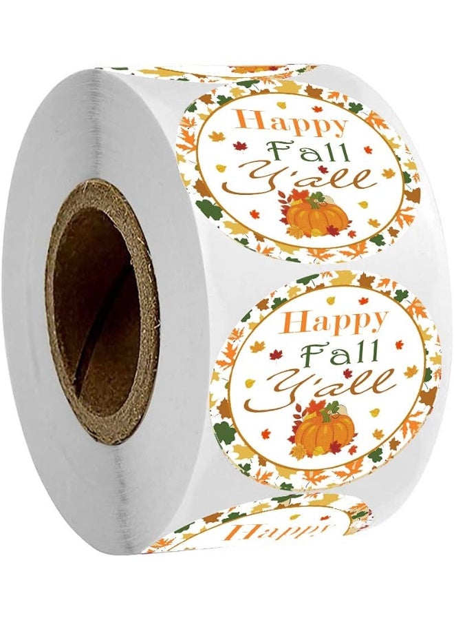 reMarkable Happy Fall Y'all Stickers, 2 Inch Pumpkin Autumn Floral Thank You Labels, Thanksgiving Stickers for Party Favors Envelope Seals & Goodie Bags - Image 1