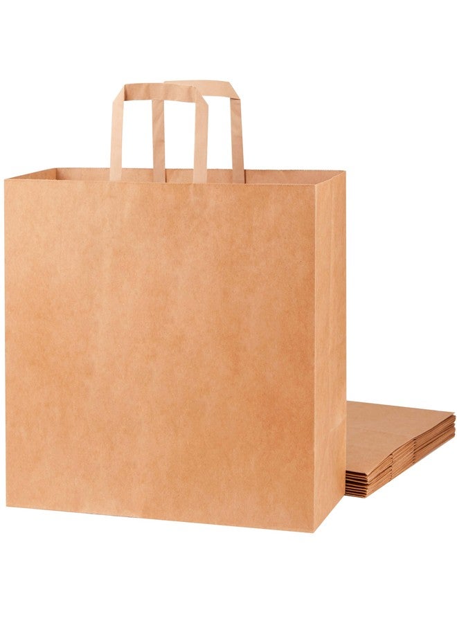 SUNCOLOR Brown Reusable Paper Bags with Handles - 50 Pack - 16x6x12 Inches - Large Shopping & Gift Bags - Kraft Construction - Image 1