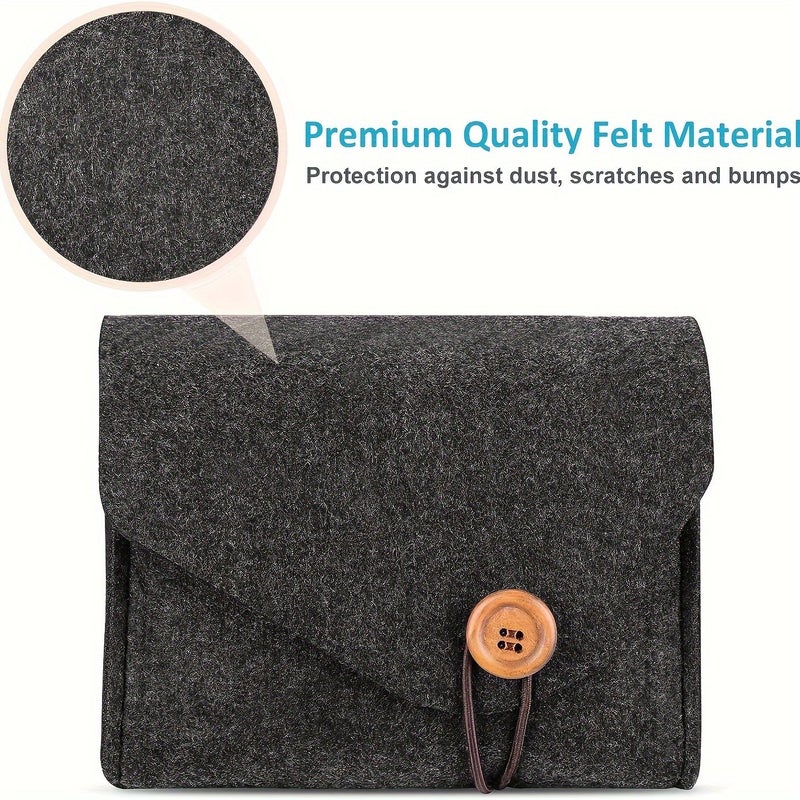 Power Adapter Cable Organizer Storage Bag Felt Portable Button Type Double Accessory Bag Kit Filled Dark Gray Electrical Organizer - Image 5
