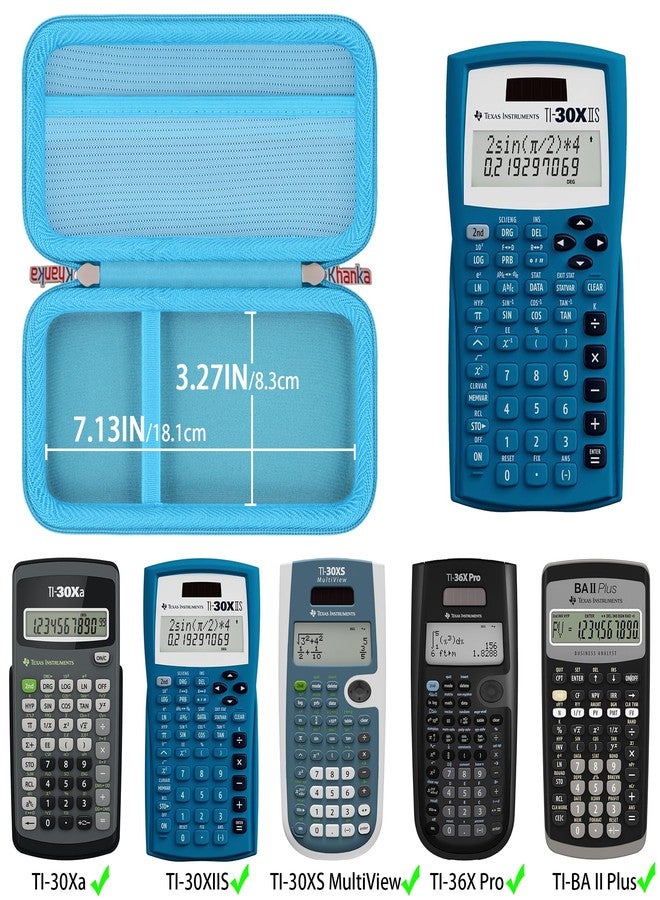 khanka Carrying Case for Texas Instruments TI-30Xa / TI BA II Plus/TI-30XIIS /TI-30XS MultiView/TI-36X Pro Engineering Scientific Calculator, Case Only (Blue) - Image 3