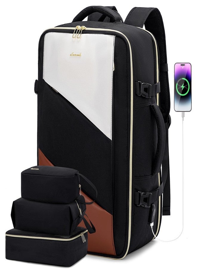 LOVEVOOK Carry on Travel Backpack, Large 40L Personal Item Travel Bag for Men & Women Flight Approved with 3 Packing Cubes, Suitcase Water Resistant Luggage Daypack Business Weekender Bag, Black - Image 1