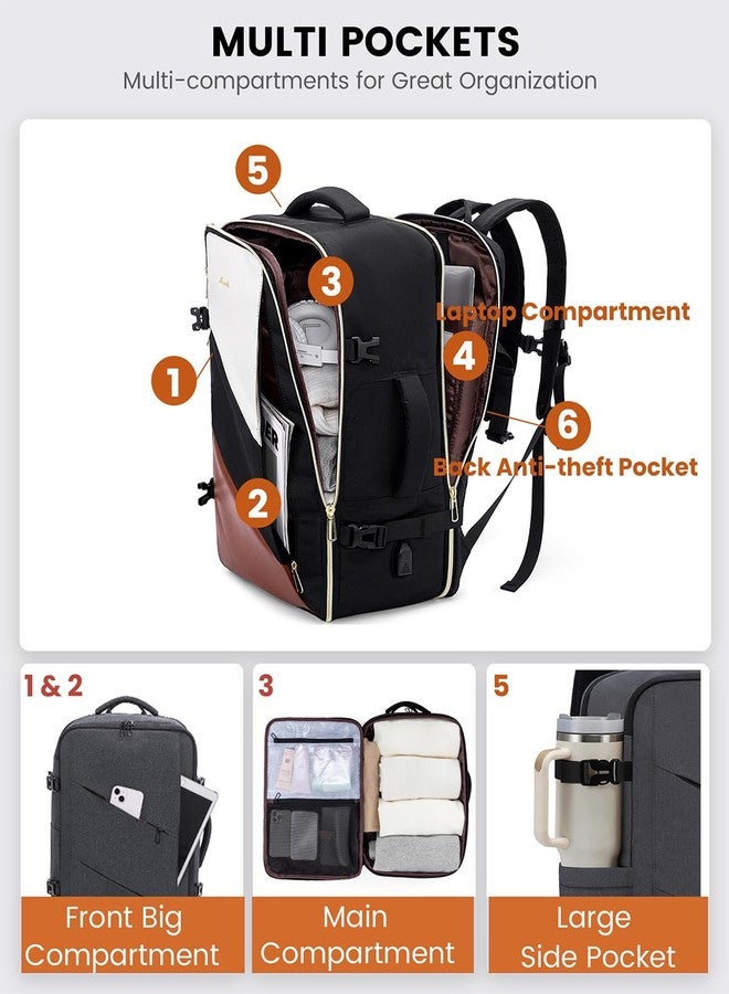 LOVEVOOK Carry on Travel Backpack, Large 40L Personal Item Travel Bag for Men & Women Flight Approved with 3 Packing Cubes, Suitcase Water Resistant Luggage Daypack Business Weekender Bag, Black - Image 4