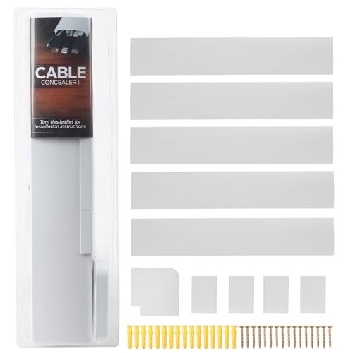 SimpleCord Set of Five 16-Inch Cord Covers - 80-Inch Total On-Wall Cable Management Kit for Wall-Mounted TV or Computer Cables by Simple Cord (White) - Image 1