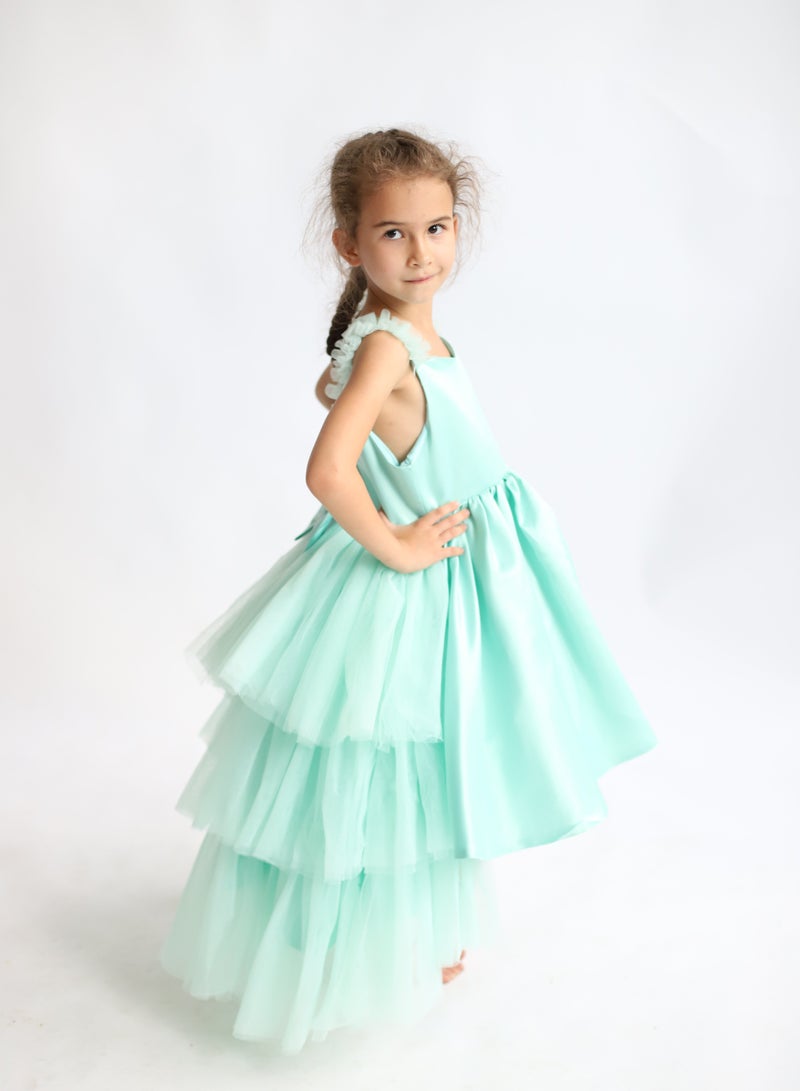 D'Daniela D' Daniela - Sleeveless Long Tail Dress Green - Image 2