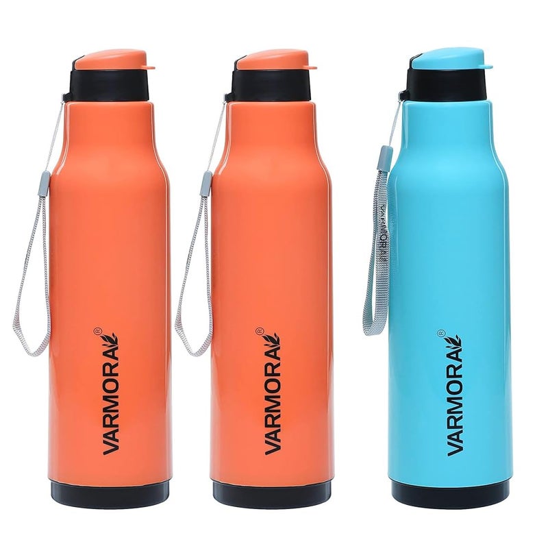 Varmora Aqua Sofia 1 Liter PU Insulated Water Bottle,Hot & Cold (3 Bottle, Assorted) - Image 5