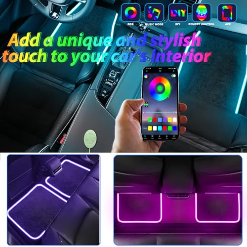Fimker Soft Car Floor Mats With Led Strip Light, Universal Fit Black Automotive Carpet, App Control Interior Car Lights Floor Mats, Anti-Slip Waterproof RGB Car Decor Accessories For SUV, Trucks, Sedan,Jeeps - Image 2