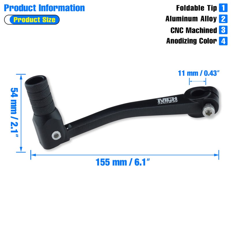 MCHMFG Folding Gear Shifter Shift Lever CNC Aluminum Gear Shifter Shift Lever for XR50 XR80 CRF50 CRF70 50cc-125cc Pit Dirt Bike Motorcycle (Black) - Image 2