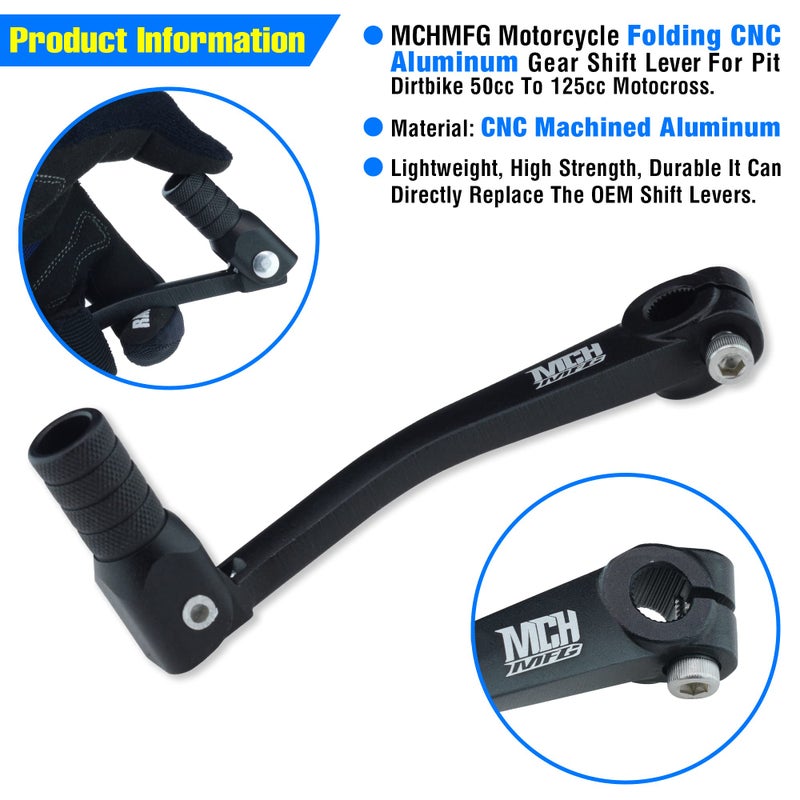 MCHMFG Folding Gear Shifter Shift Lever CNC Aluminum Gear Shifter Shift Lever for XR50 XR80 CRF50 CRF70 50cc-125cc Pit Dirt Bike Motorcycle (Black) - Image 3