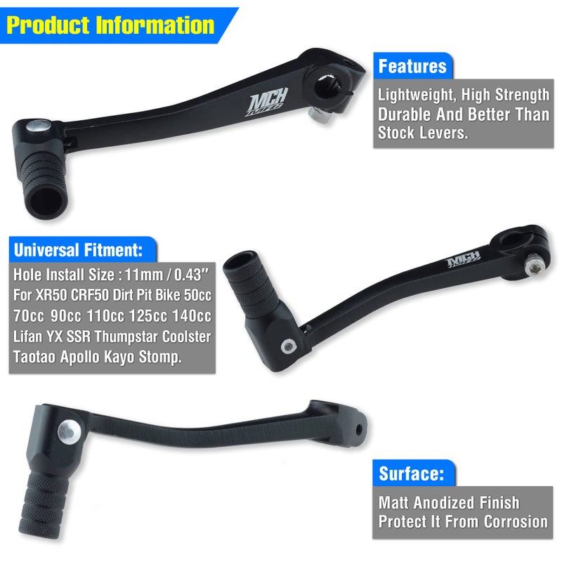 MCHMFG Folding Gear Shifter Shift Lever CNC Aluminum Gear Shifter Shift Lever for XR50 XR80 CRF50 CRF70 50cc-125cc Pit Dirt Bike Motorcycle (Black) - Image 4