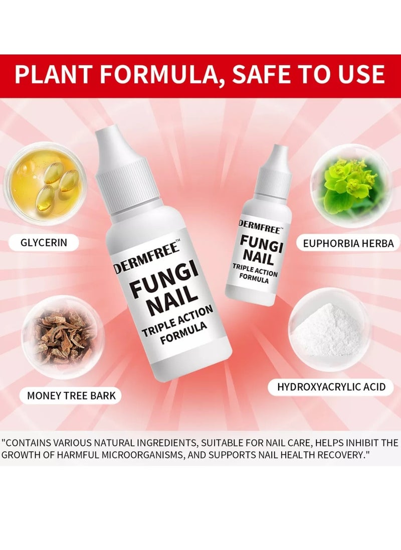 DERMFREE - Fungi Nail Triple Action Formula Treatment Liquid Toenail and Fingernails Fungus Removal Serum Stop Itching Burning and Athletes Foot Treatment Serum Restore Healthy Nails Fungal Nail Liquid 15ml - Image 1