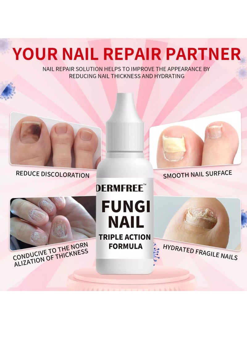DERMFREE - Fungi Nail Triple Action Formula Treatment Liquid Toenail and Fingernails Fungus Removal Serum Stop Itching Burning and Athletes Foot Treatment Serum Restore Healthy Nails Fungal Nail Liquid 15ml - Image 1
