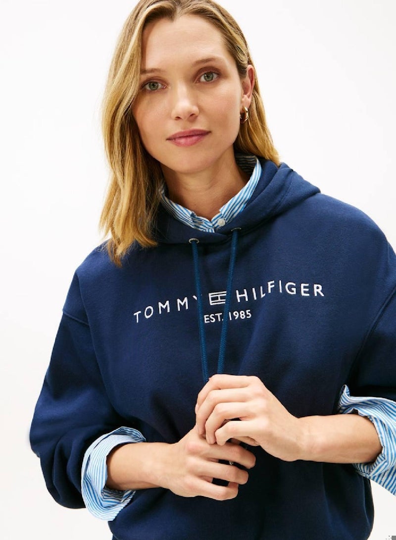 TOMMY HILFIGER Flex Fleece Logo Embroidery Relaxed Hoody - Image 5