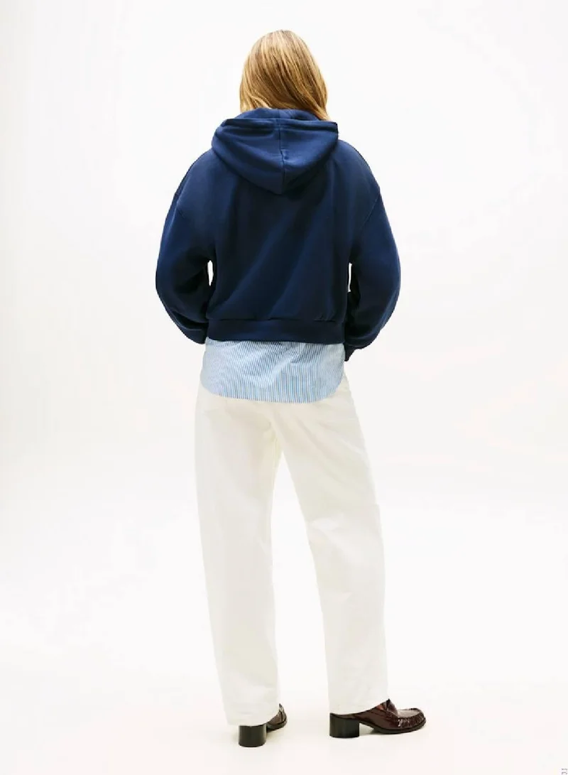TOMMY HILFIGER Flex Fleece Logo Embroidery Relaxed Hoody