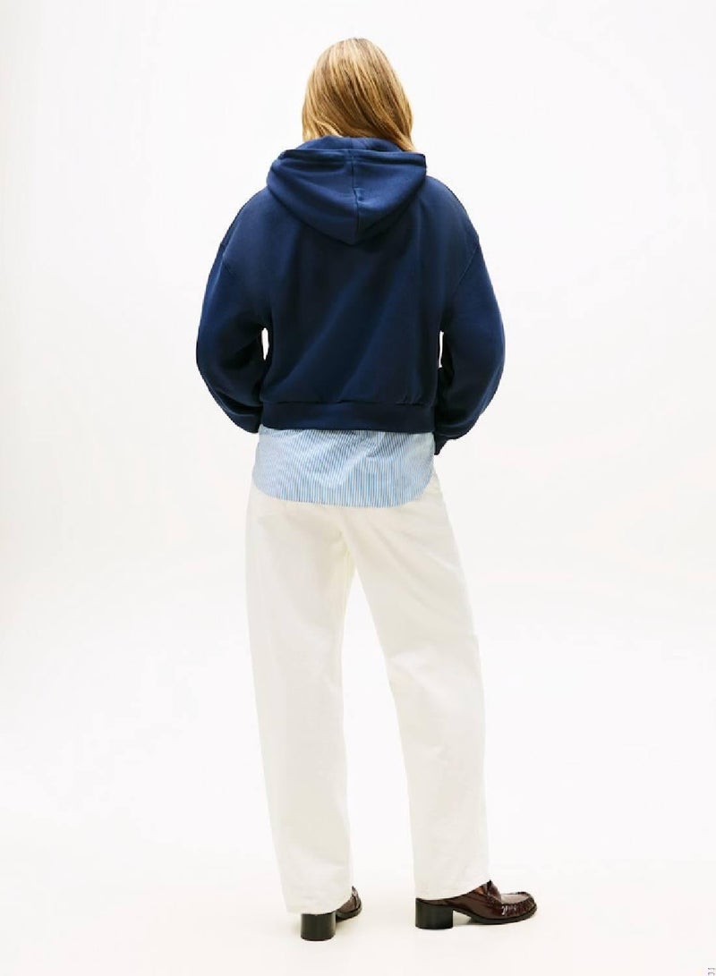TOMMY HILFIGER Flex Fleece Logo Embroidery Relaxed Hoody - Image 2