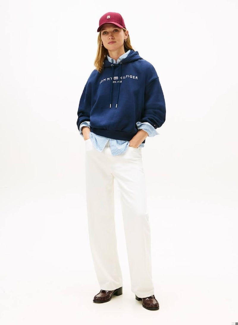 TOMMY HILFIGER Flex Fleece Logo Embroidery Relaxed Hoody - Image 3