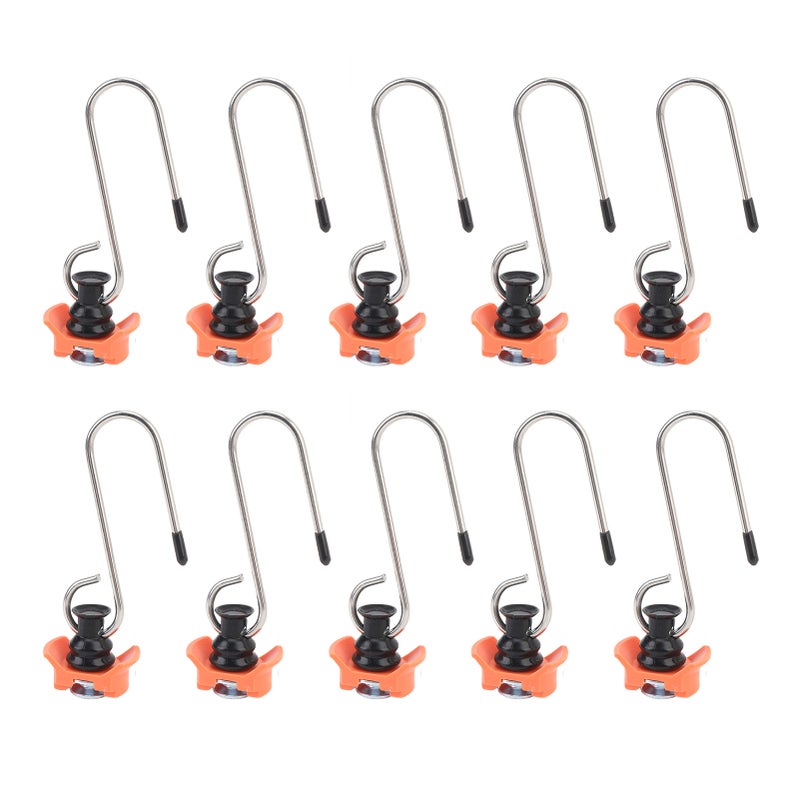 10PCS Single Stud Fitting L Track Tie Down Anchor with Hook for Van Pickup Trucks Trailers Breaking Load 110lbs Orange - Image 1