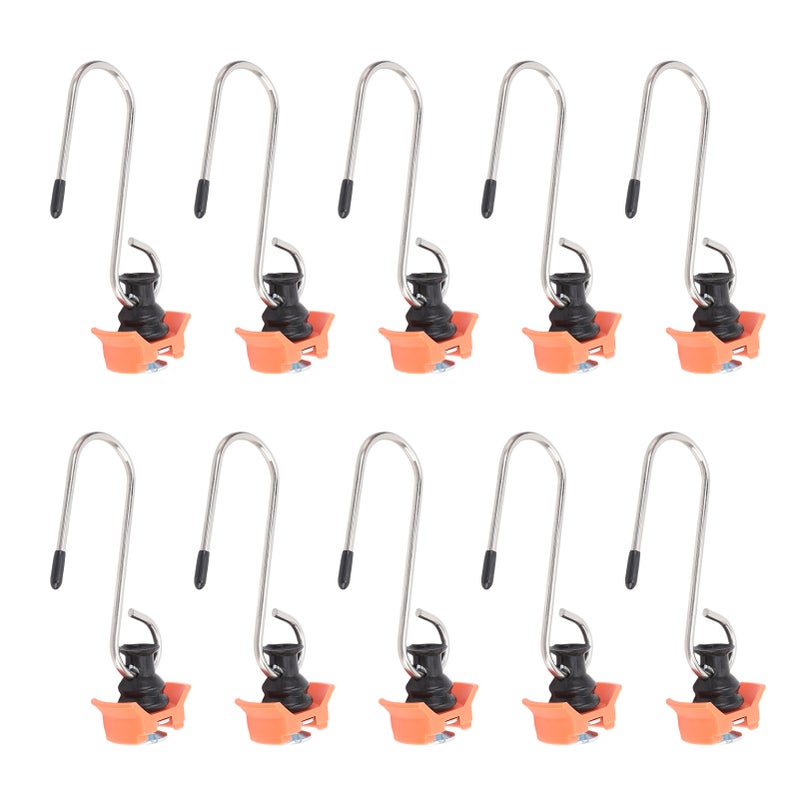 10PCS Single Stud Fitting L Track Tie Down Anchor with Hook for Van Pickup Trucks Trailers Breaking Load 110lbs Orange - Image 2