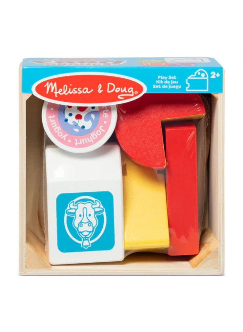 Melissa & Doug Wooden Food Groups Play Set – Dairy – 9-Piece Pretend Play Set with Milk, Cheese, Yogurt, Butter & More – Educational Wooden Toy for Kids Learning About Nutrition Ages 3+ | MD95207 - Image 1