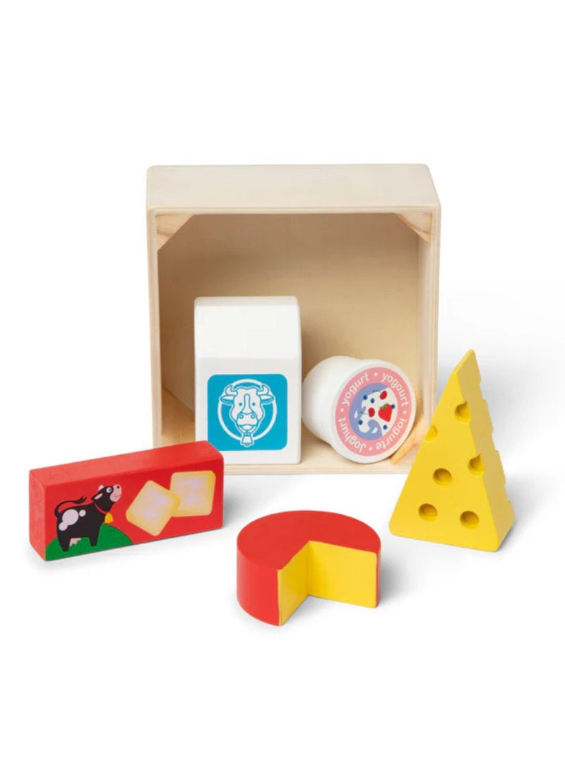 Melissa & Doug Wooden Food Groups Play Set – Dairy – 9-Piece Pretend Play Set with Milk, Cheese, Yogurt, Butter & More – Educational Wooden Toy for Kids Learning About Nutrition Ages 3+ | MD95207 - Image 2