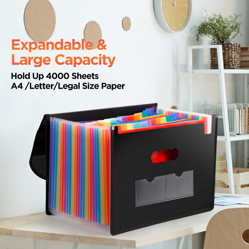Yoassi Large Accordion File Organizer, 24 Pockets Legal File Folder, Expanding File Folder for Legal/Letter/A4 Size Papers, Receipt, Bills, Important Documents - Image 4
