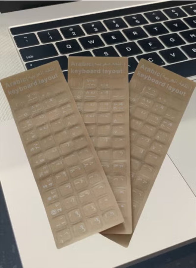 fantasize 3 عبوات ملصقات لوحة مفاتيح عربية عالمية بخلفية شفافة مع حروف بيضاء لأجهزة الكمبيوتر واللابتوب والدفتر واستبدال ملصقات لوحة المفاتيح - Image 2
