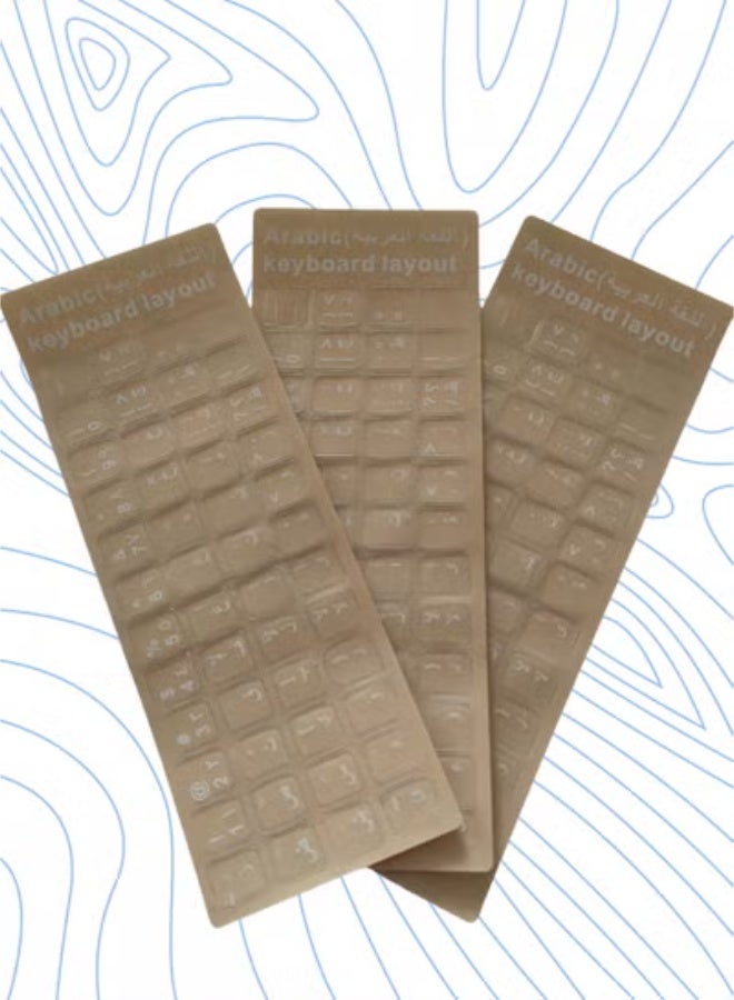 fantasize 3 عبوات ملصقات لوحة مفاتيح عربية عالمية بخلفية شفافة مع حروف بيضاء لأجهزة الكمبيوتر واللابتوب والدفتر واستبدال ملصقات لوحة المفاتيح - Image 1