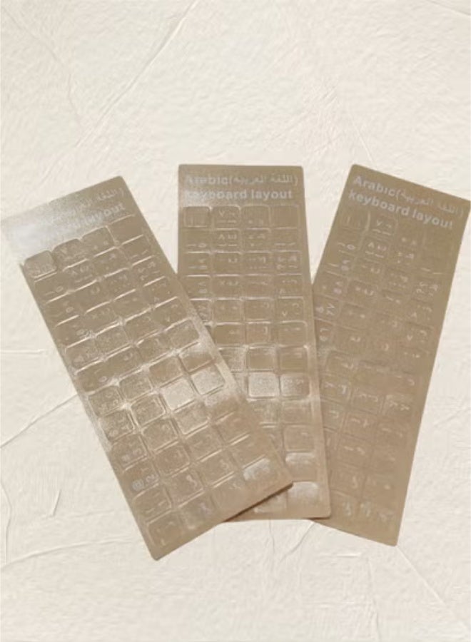 fantasize 3 عبوات ملصقات لوحة مفاتيح عربية عالمية بخلفية شفافة مع حروف بيضاء لأجهزة الكمبيوتر واللابتوب والدفتر واستبدال ملصقات لوحة المفاتيح - Image 4