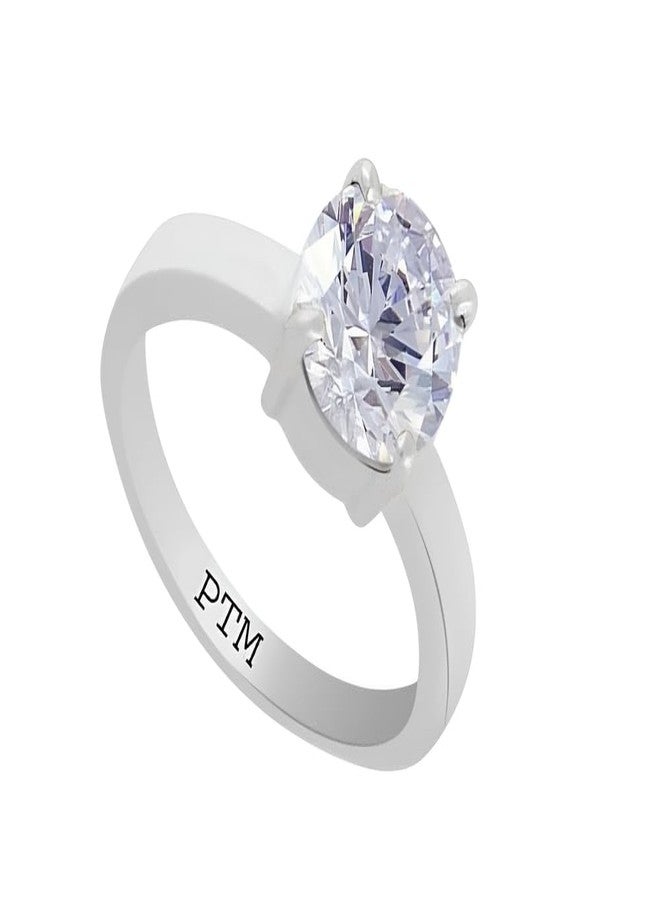 PTM 925 Sterling Silver Zircon (American Diamond) 6.25 Ratti or 5.5 cts Astrological Gemstone Bis Hallmark Ring for Men & Women - Image 1
