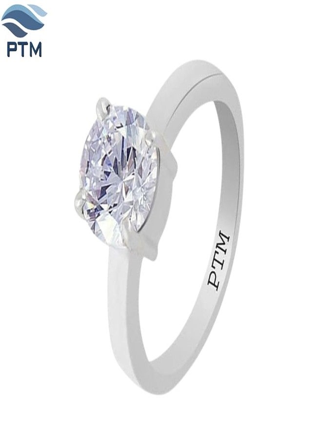 PTM 925 Sterling Silver Zircon (American Diamond) 6.25 Ratti or 5.5 cts Astrological Gemstone Bis Hallmark Ring for Men & Women - Image 3