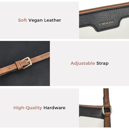 CHOLISS Mini Crossbody Bags for Women, Small Purses for Women with Vegan Leather, Travel Over Shoulder Bag, Black with Brown - Image 4