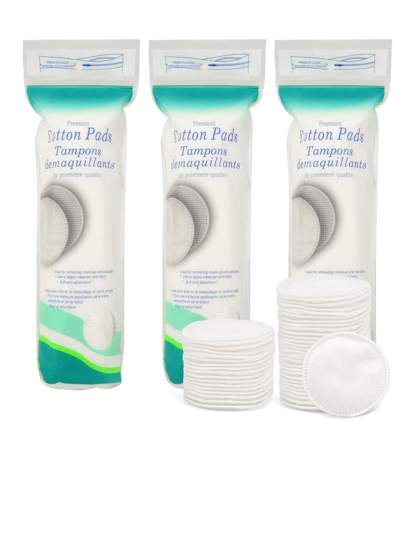 FengSVMA 3 Packs 300 Sheets Premium Cotton Rounds ，for FaceFacial Lip & Eye Makeup Remover Pads, Effective Cosmetic Cotton Round,Hypoallergenic, Lint-Free - Image 1