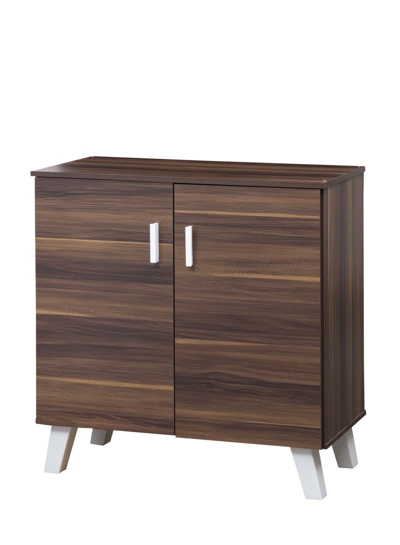 WT-EASYCARE خزانة أحذية ببابين - خشب بلوط متسخ | رف أحذية خشبي | رف أحذية متعدد الطبقات | منظم أحذية | عرض رف الأحذية | تخزين متعدد الوظائف | خزانة أحذية | خزانة خشبية - Image 3